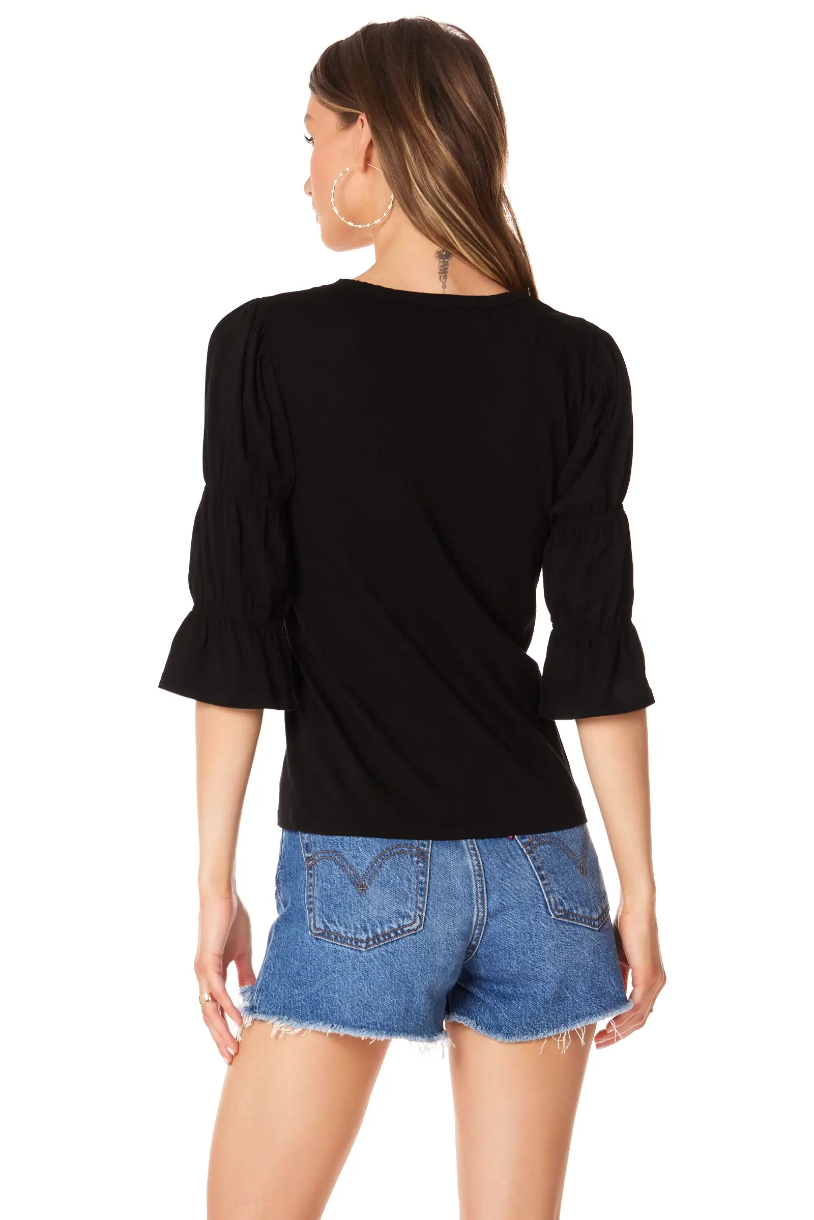 3/4 SLEEVE V-NECK TOP