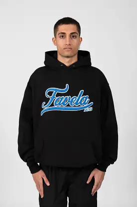 3D COLLEGE BLACK BLUE/WHITE SNAP BUTTON HOODIE