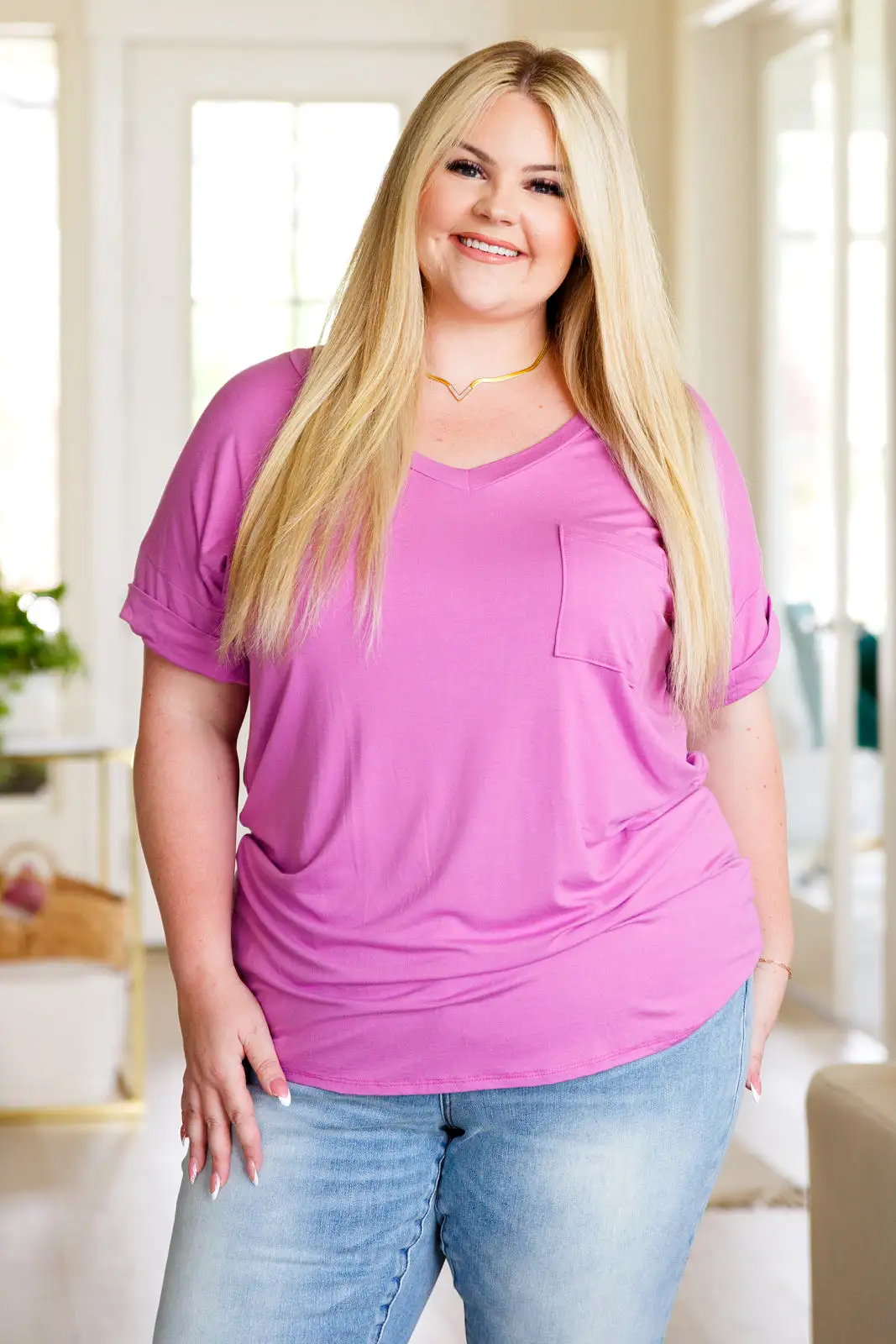 Absolute Favorite V-Neck Top in Orchid