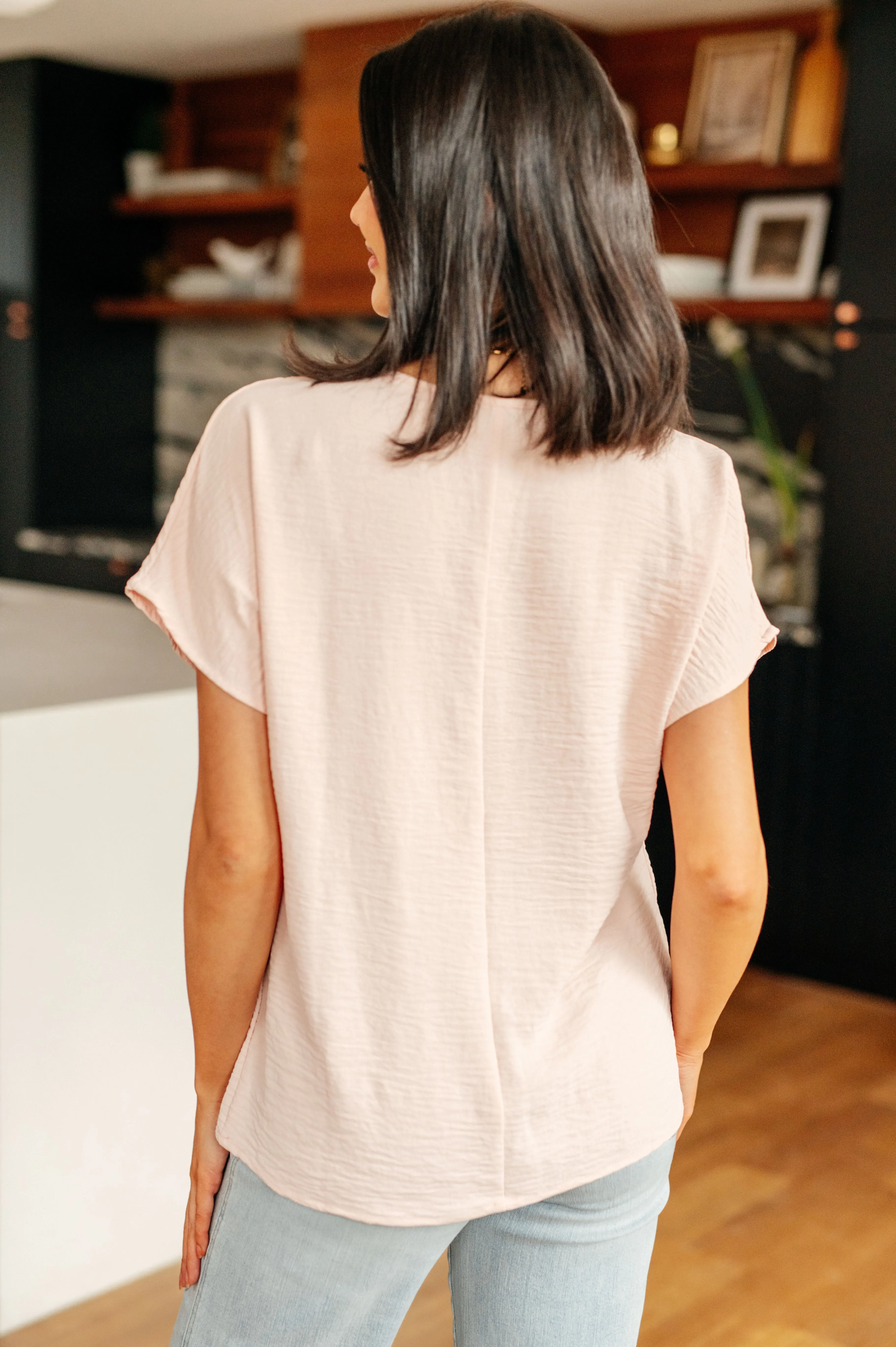 Angela V-Neck Top in Blush