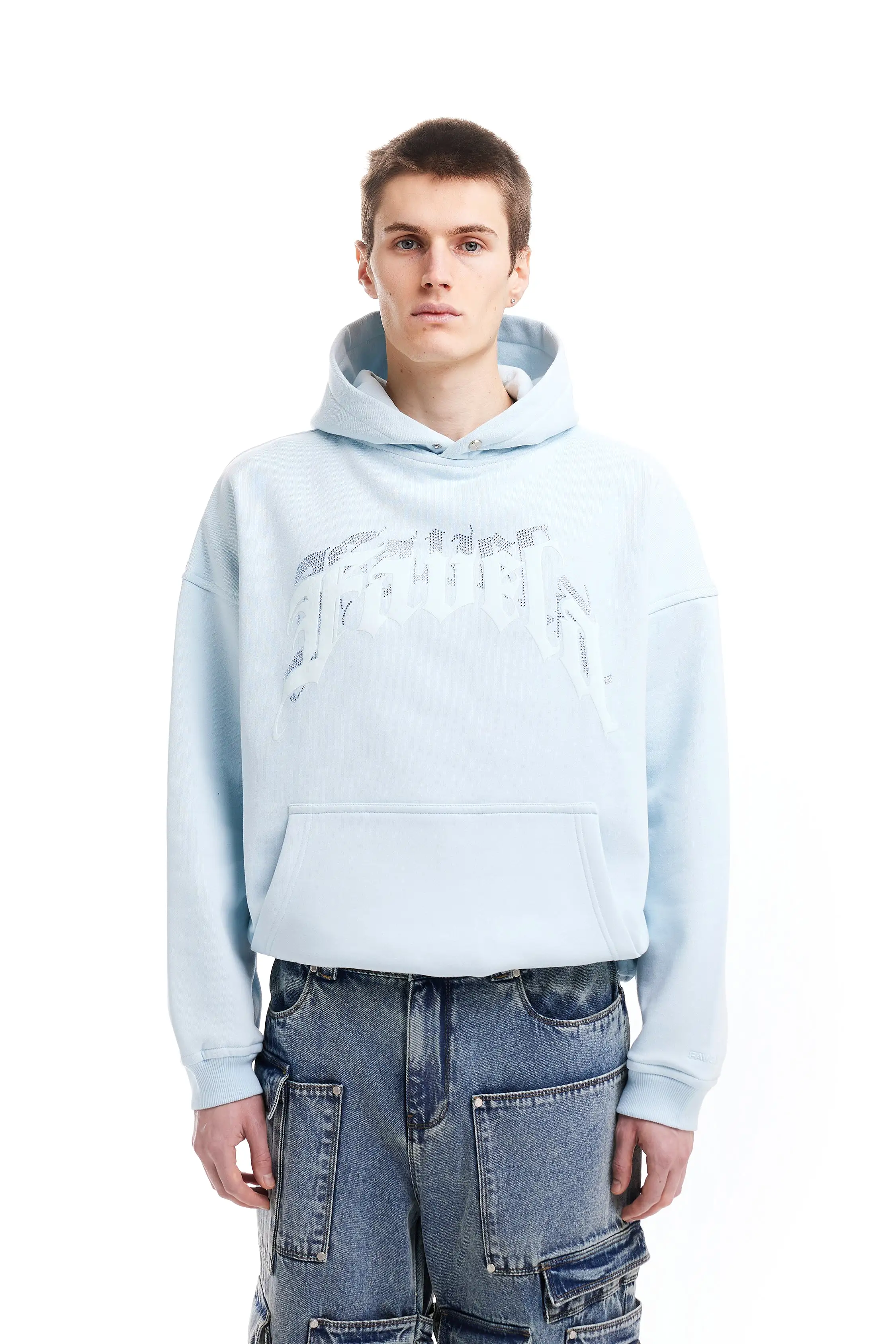 AVES RHINESTONE ICE WATER SNAP BUTTON HOODIE