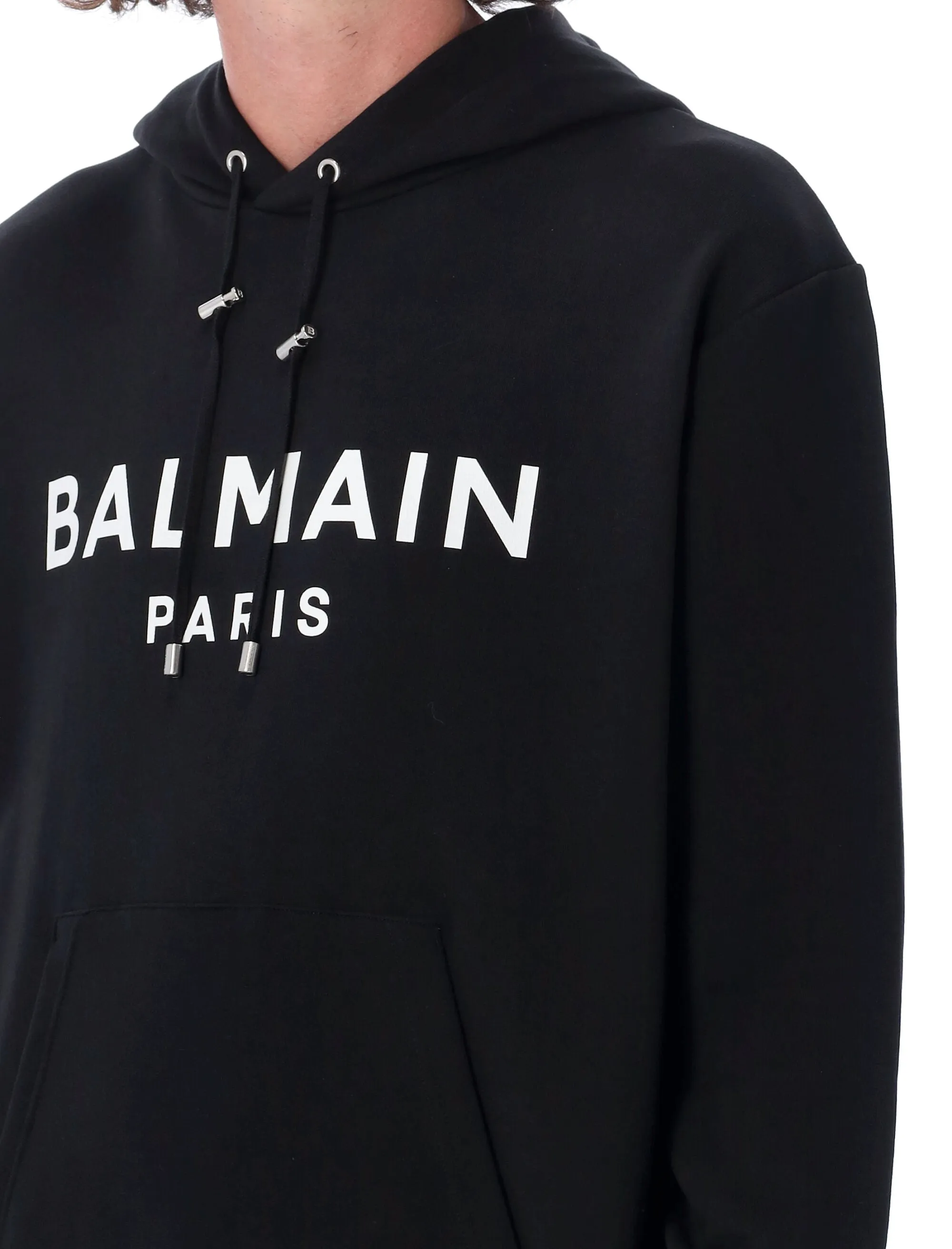 Balmain Logo Printed Drawstring Hoodie