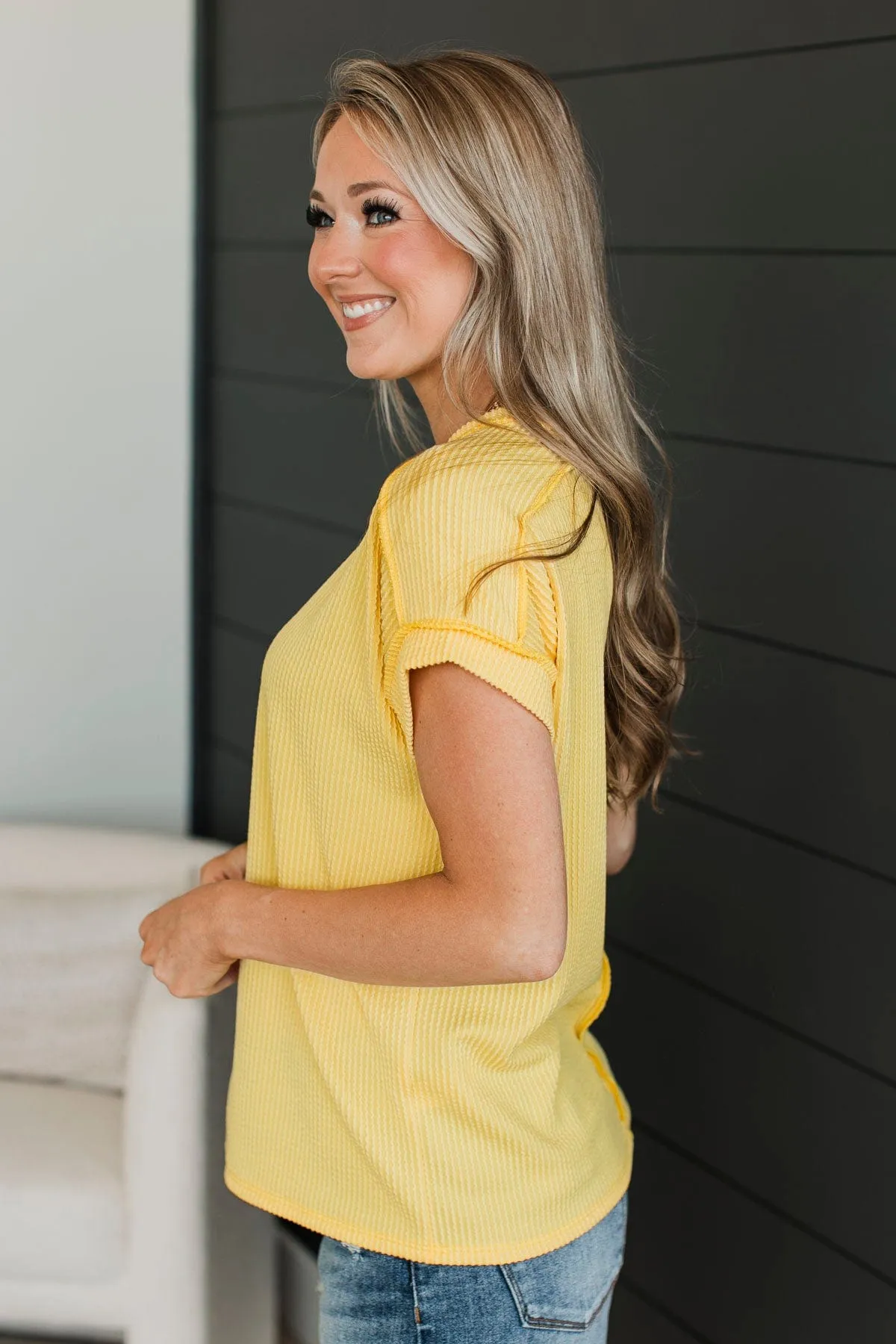 Be Your Number One Ribbed Top- Yellow