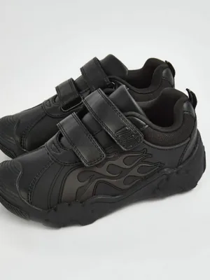 Black Flame Light Up Double Strap School Shoes | School | George at ASDA