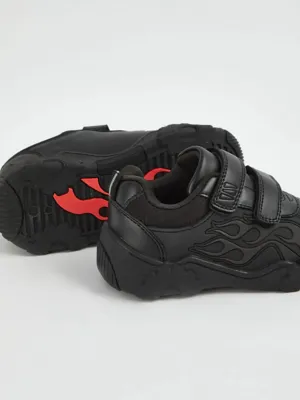 Black Flame Light Up Double Strap School Shoes | School | George at ASDA