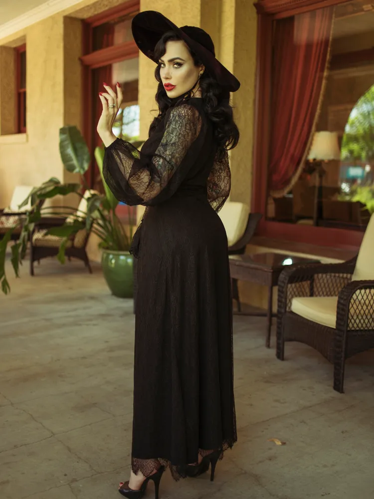 Black Widow Lace Wrap Gown