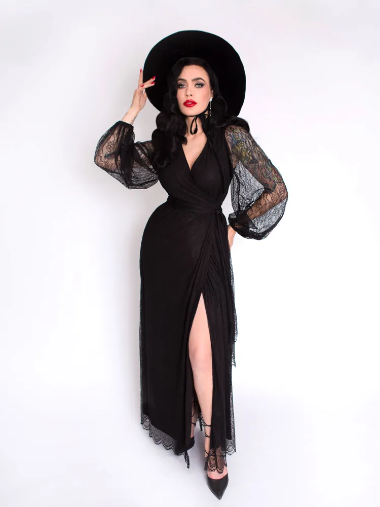 Black Widow Lace Wrap Gown