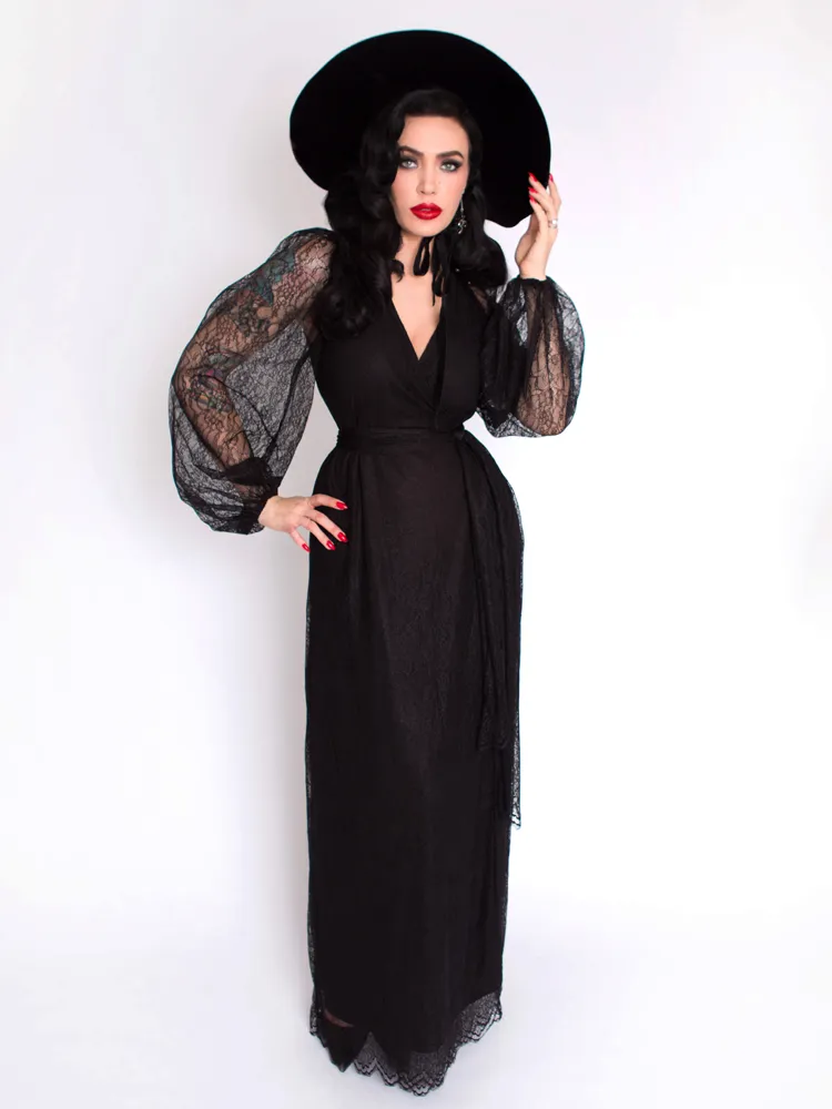 Black Widow Lace Wrap Gown