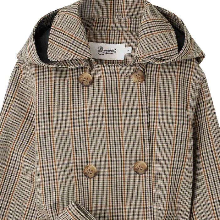 Bonpoint Child Charlene Trench Coat Beige Checks