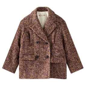 Bonpoint Child Tinley Tweed Coat Bordeaux Brown