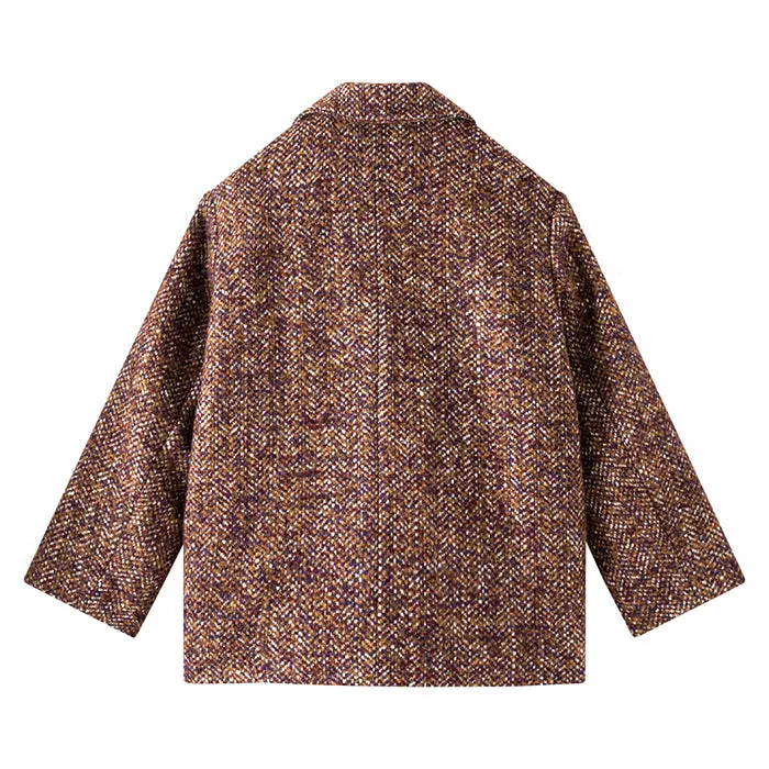 Bonpoint Child Tinley Tweed Coat Bordeaux Brown