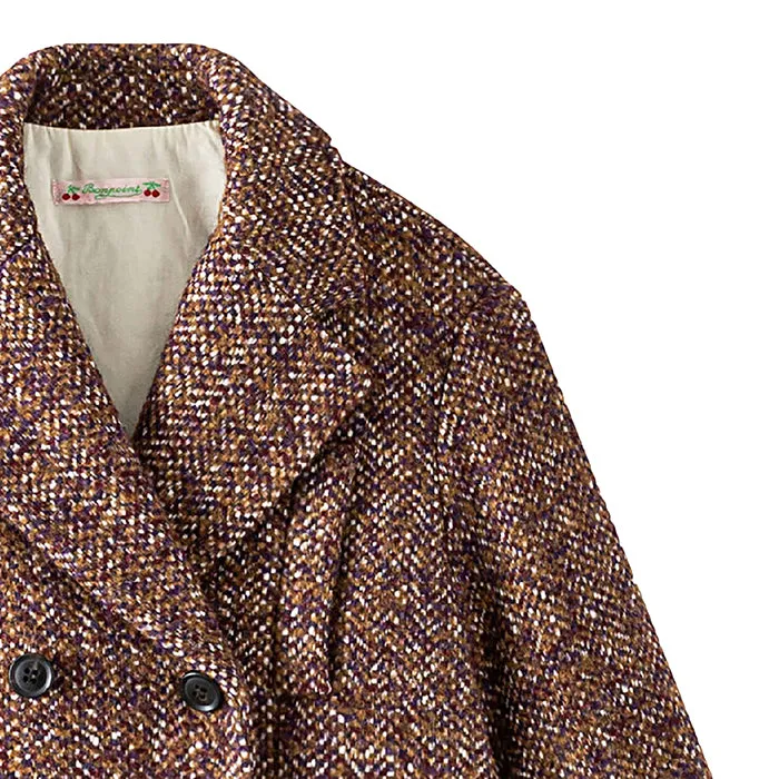 Bonpoint Child Tinley Tweed Coat Bordeaux Brown