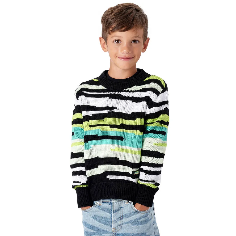 Boys Black Zigzag Cotton Sweater