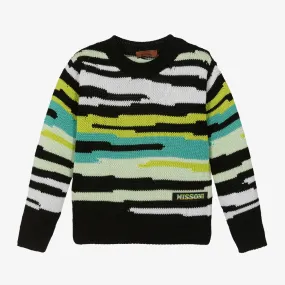 Boys Black Zigzag Cotton Sweater