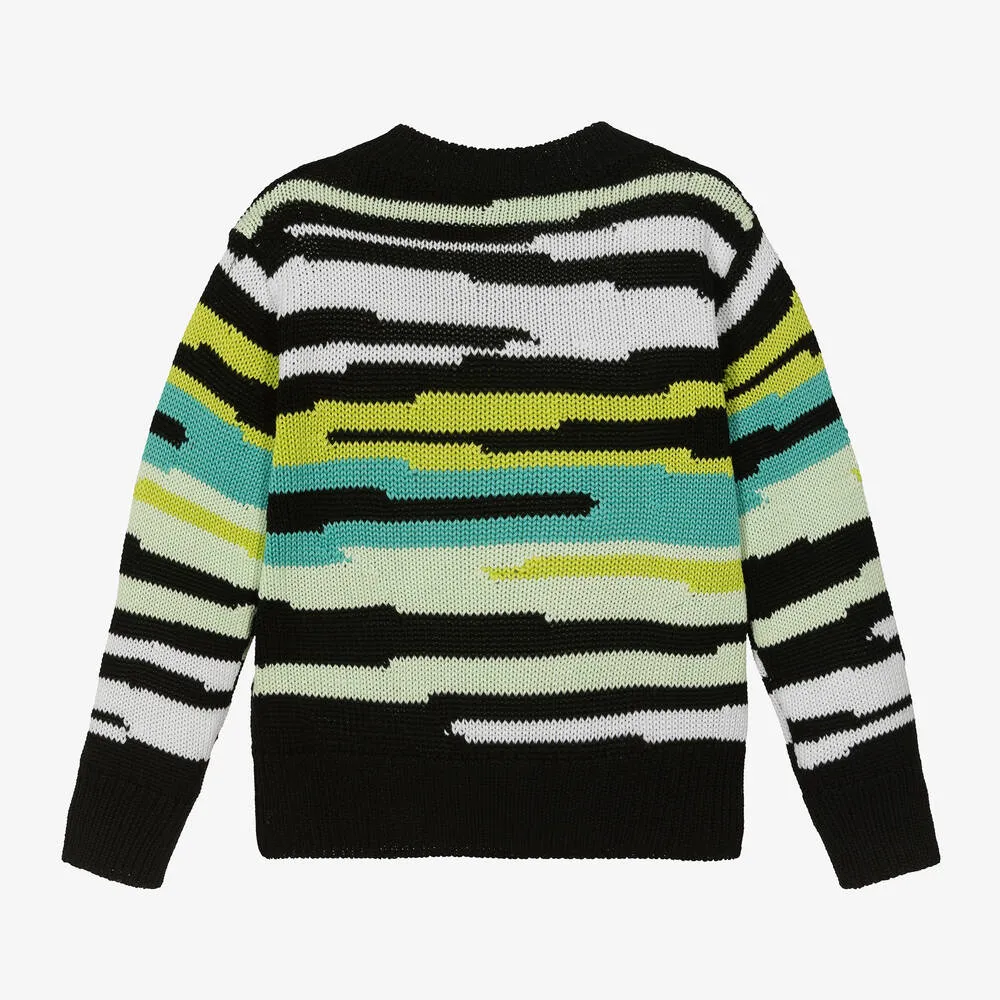 Boys Black Zigzag Cotton Sweater