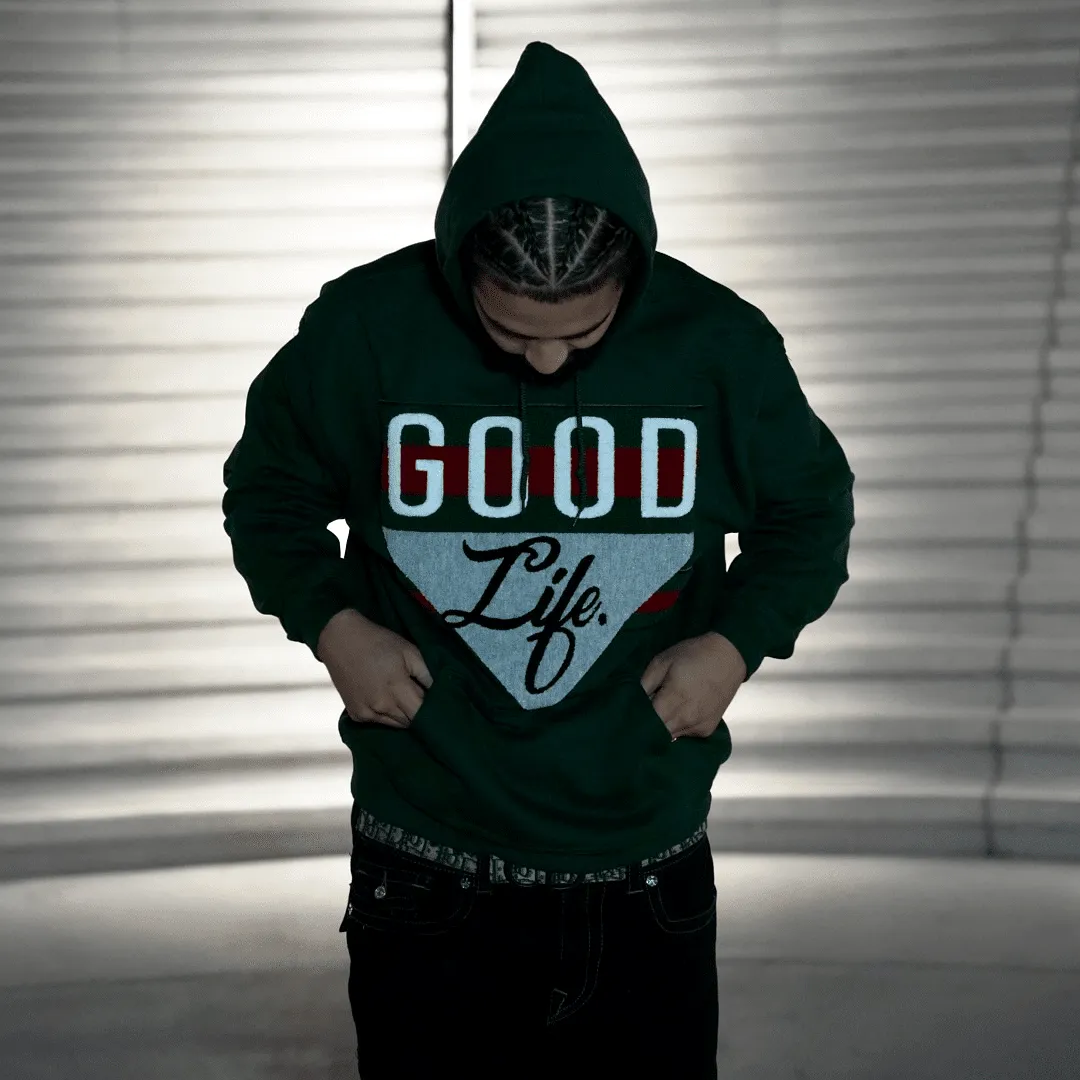 Chenille Good Life - Dark Green Hoodie Sweatshirt