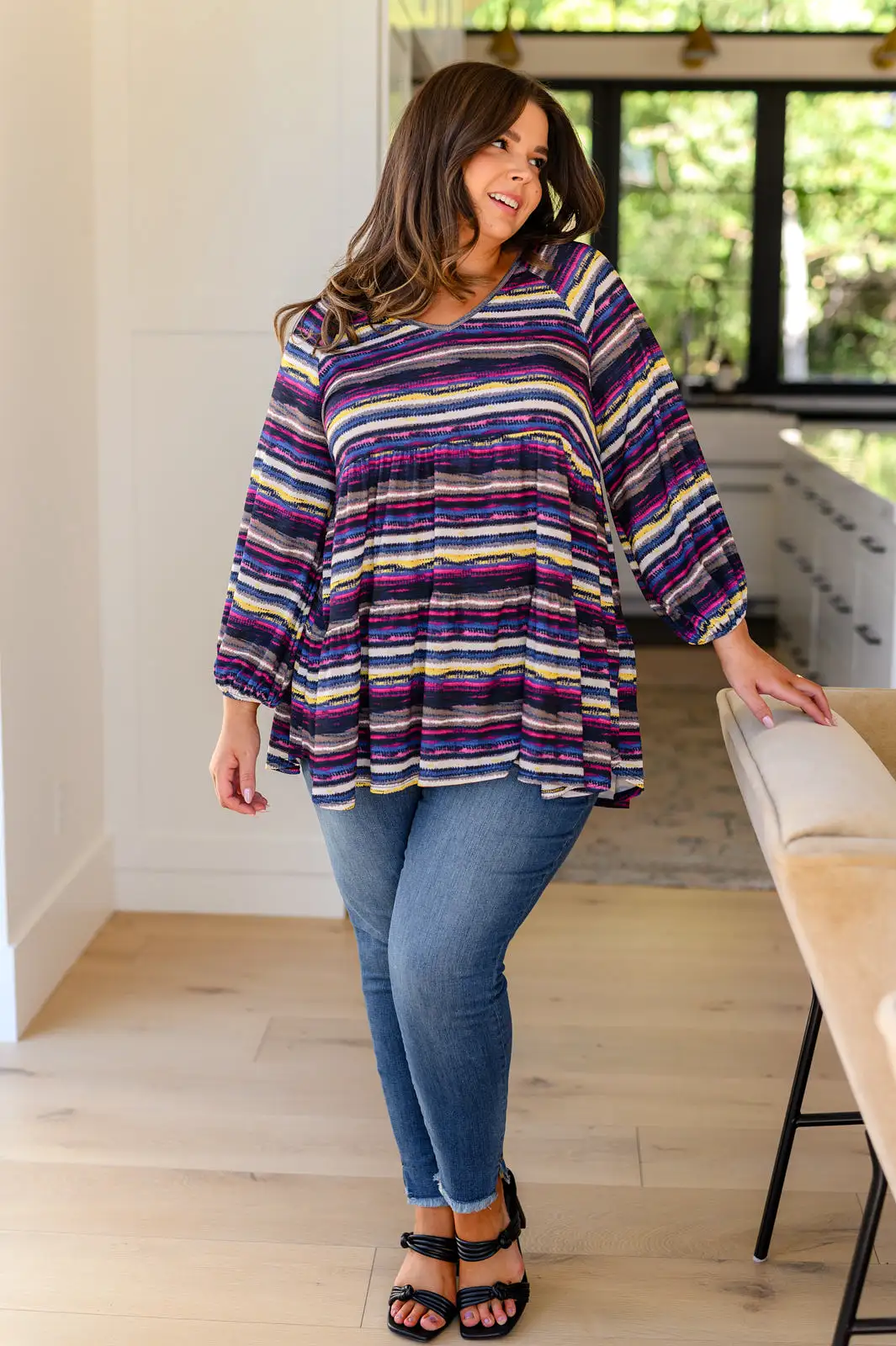 Circle Back Striped V-Neck Top- USE CODE SPRING24 for 40% OFF!!!!