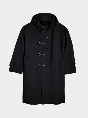 Cotton Double Cloth Oversized Fireman Coat, Black