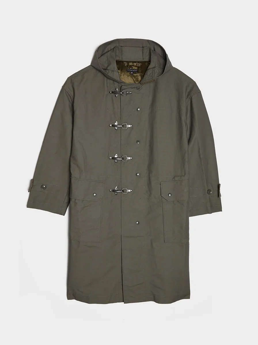 Cotton Double Cloth Oversized Fireman Coat, Olive