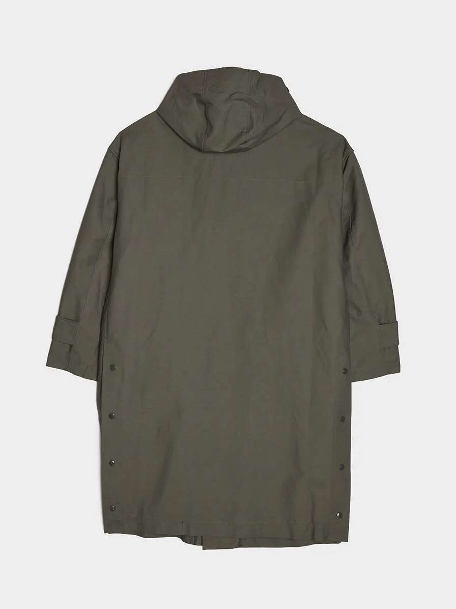 Cotton Double Cloth Oversized Fireman Coat, Olive