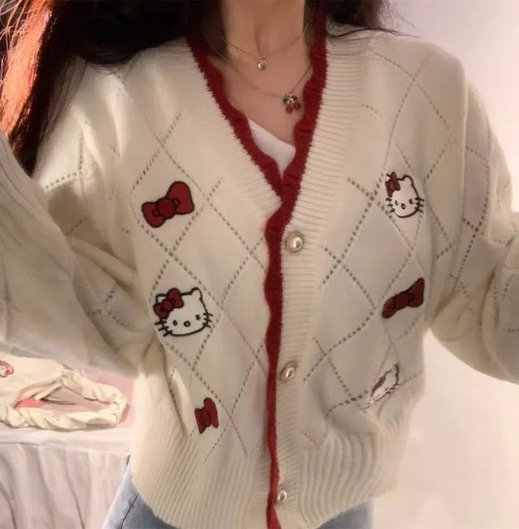 CUTE “HELLO KITTY” KNIT CARDIGAN COAT BY90011