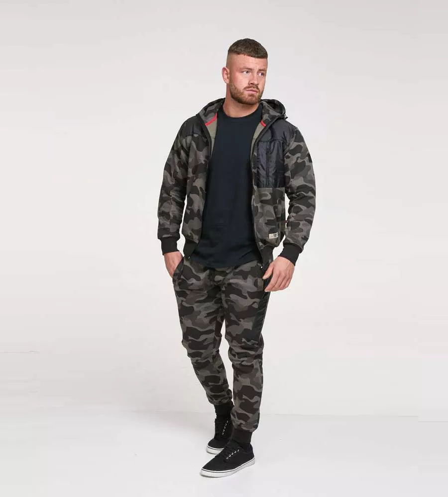 D555 Mens Full Zip Through Camouflage Hoodie With Ripstop Trim (GRENDON)