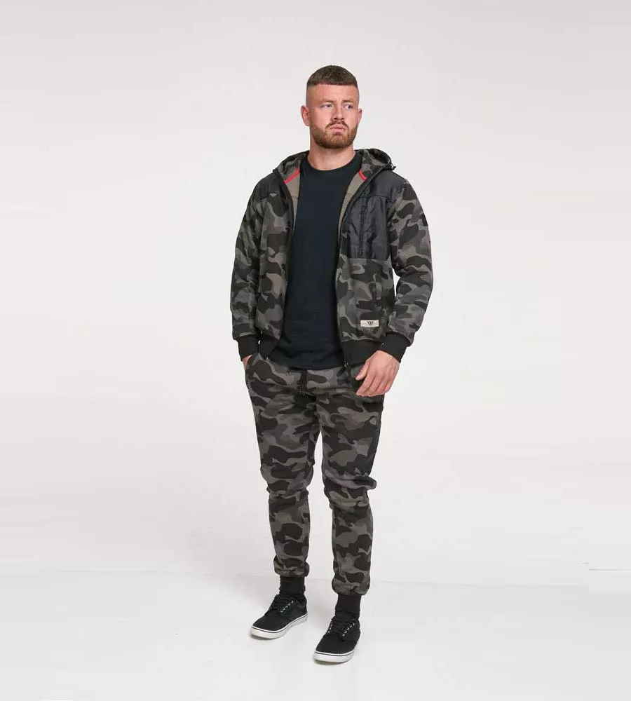 D555 Mens Full Zip Through Camouflage Hoodie With Ripstop Trim (GRENDON)