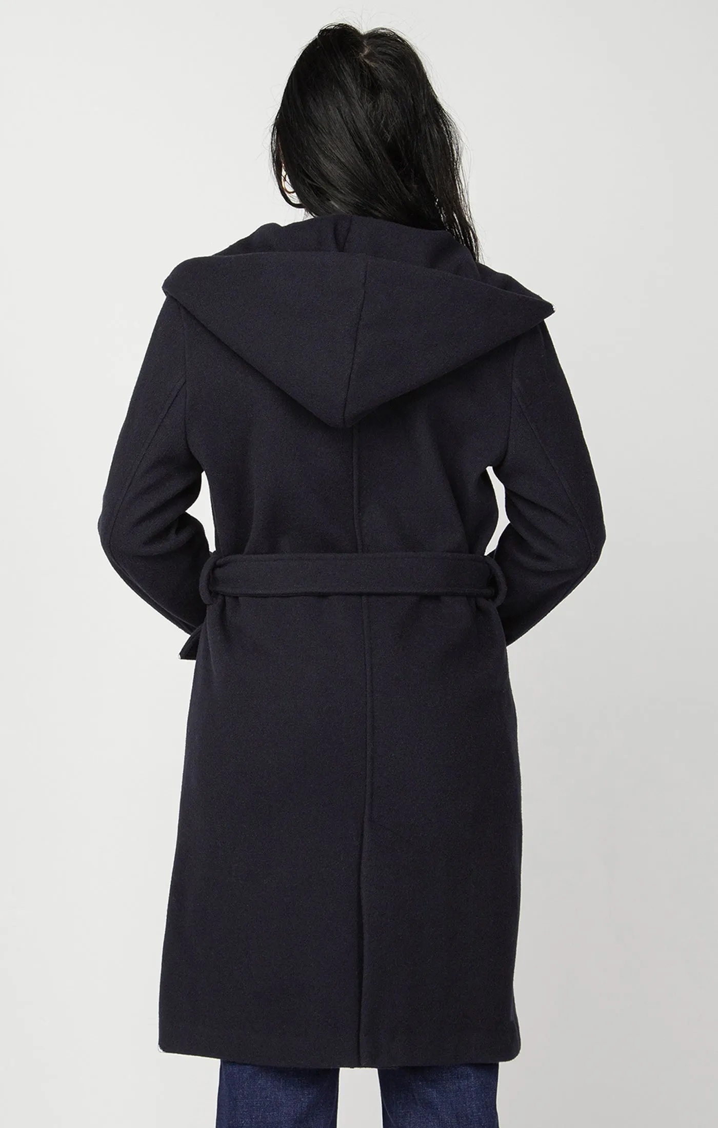 Dex Plus Hooded Trench Coat In Navy