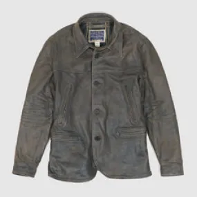 Double RL Washed indigo Leather Car Coat