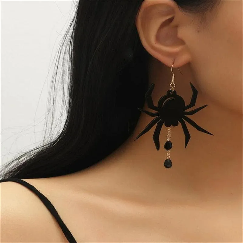 Exaggerated Personality Halloween Acrylic Black Spider Earrings