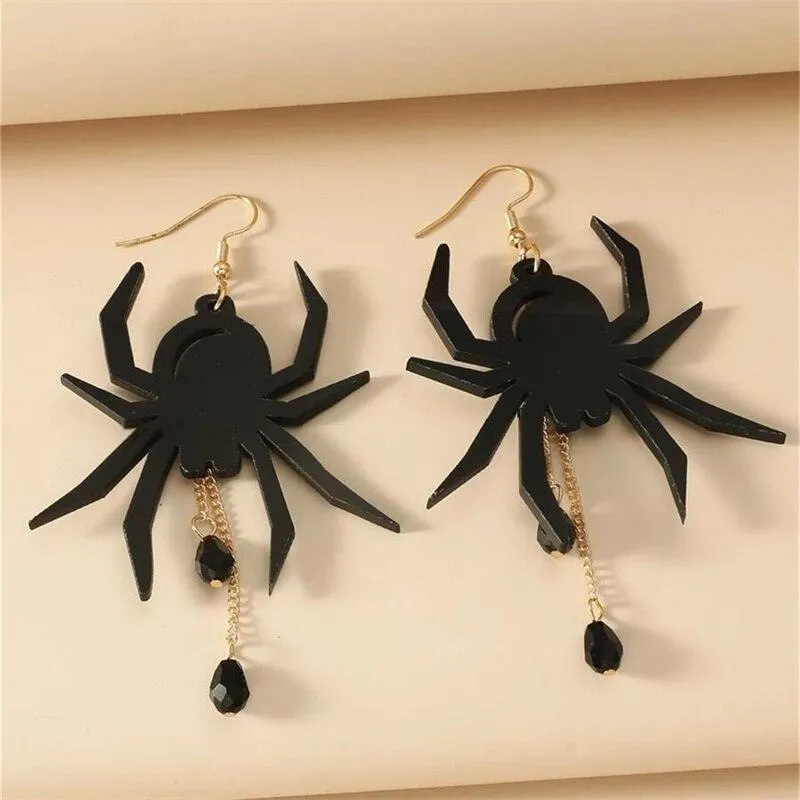 Exaggerated Personality Halloween Acrylic Black Spider Earrings