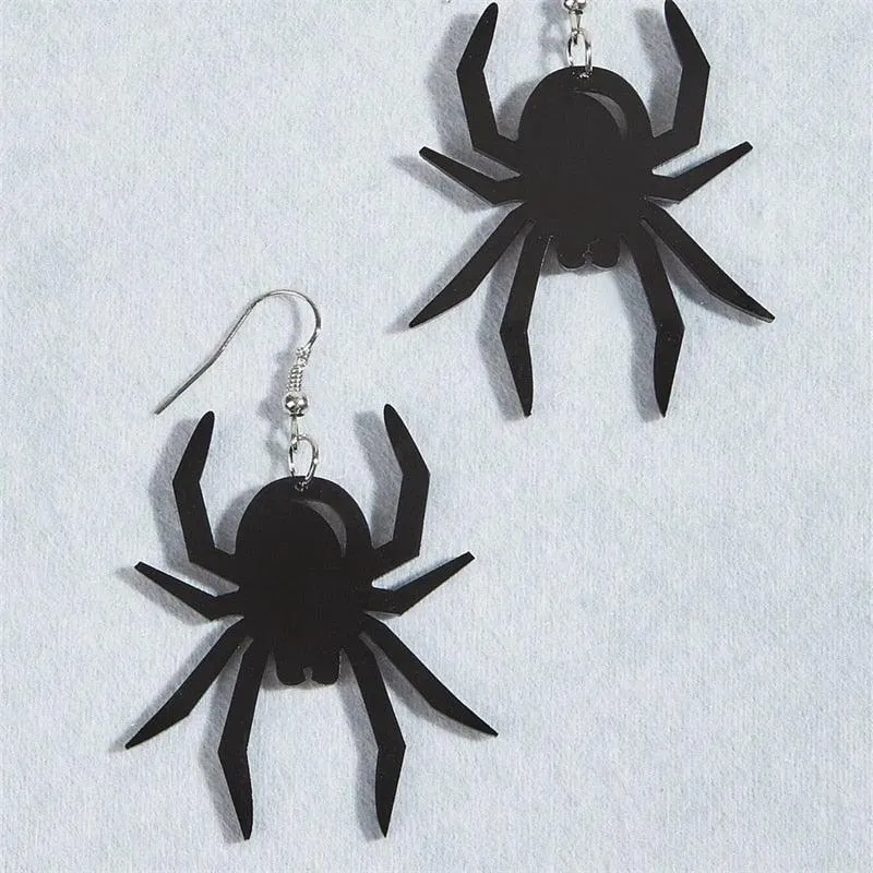 Exaggerated Personality Halloween Acrylic Black Spider Earrings