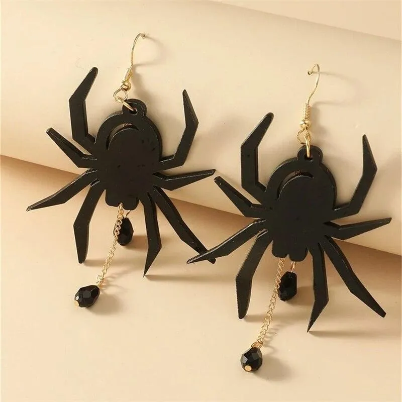 Exaggerated Personality Halloween Acrylic Black Spider Earrings