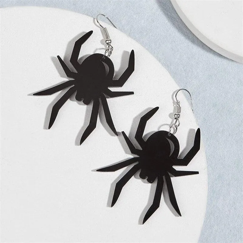 Exaggerated Personality Halloween Acrylic Black Spider Earrings