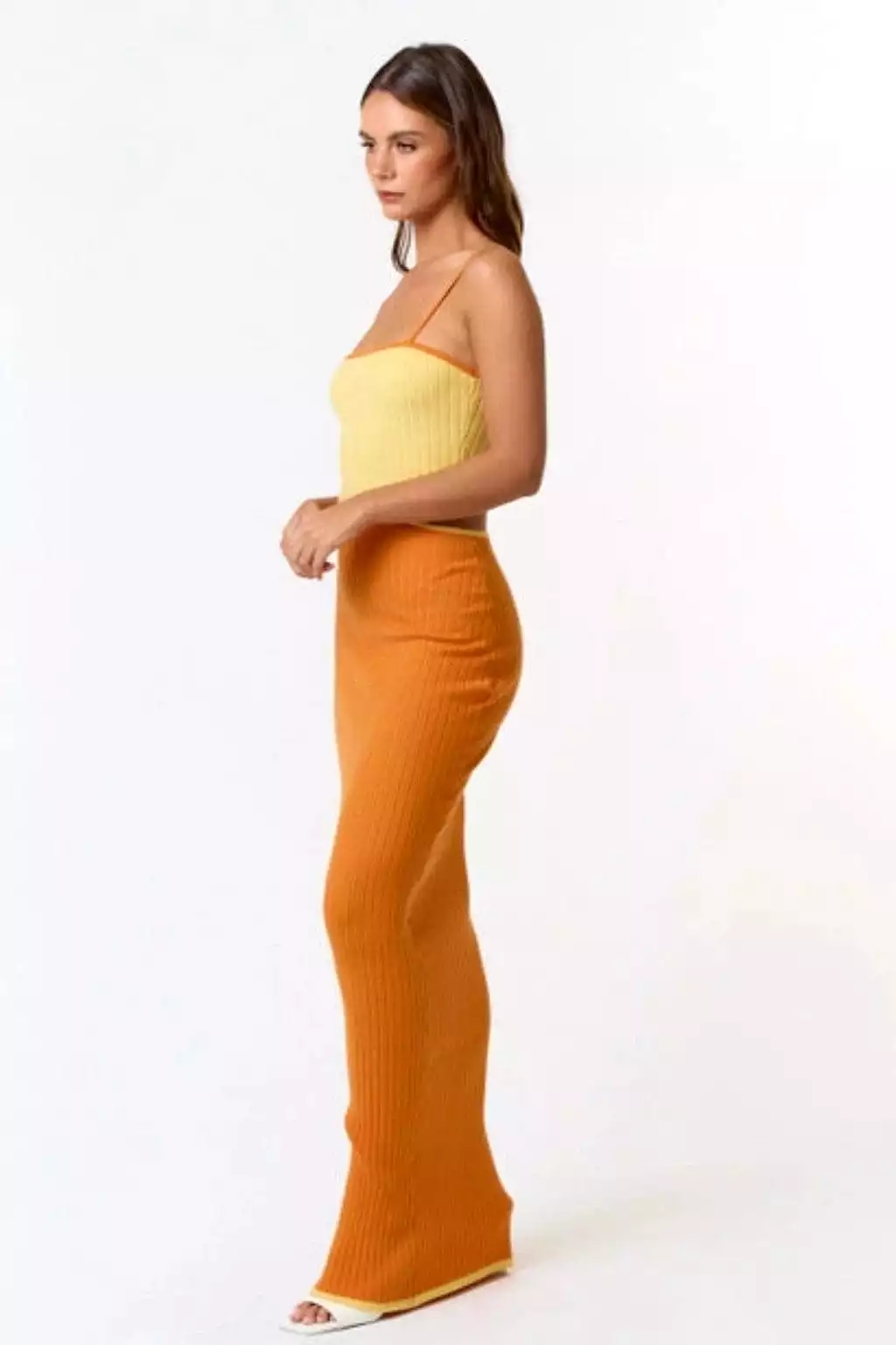 Forward Sweater Maxi Dress-Orange