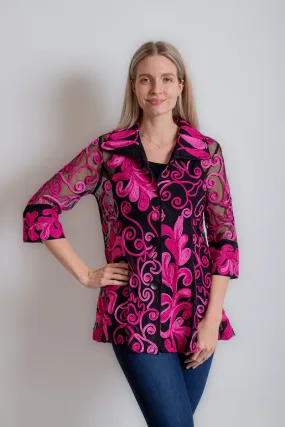 Fuchsia & Black Soutache Jacket