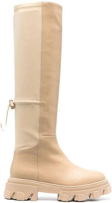 GIABORGHINI drawstring knee boots Neutrals