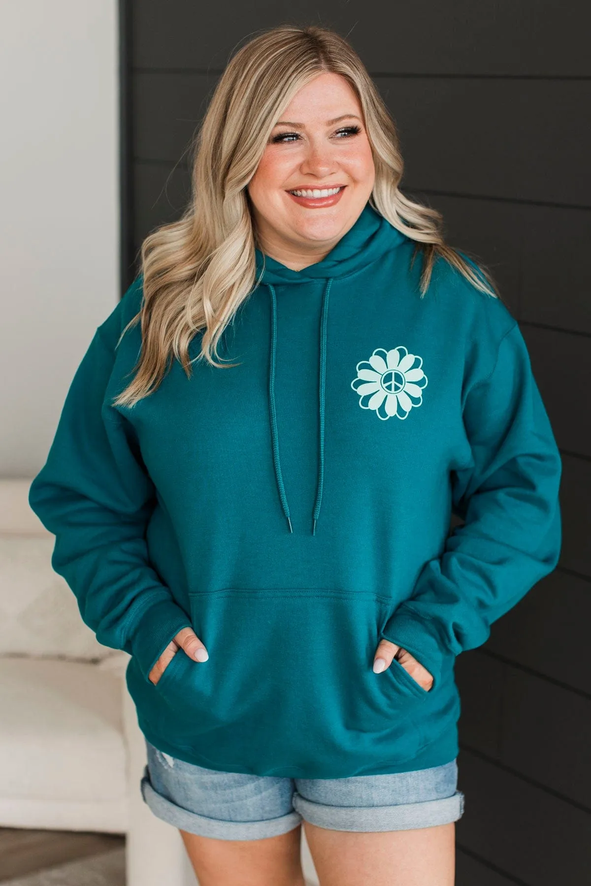 Good Day Graphic Hoodie- Teal