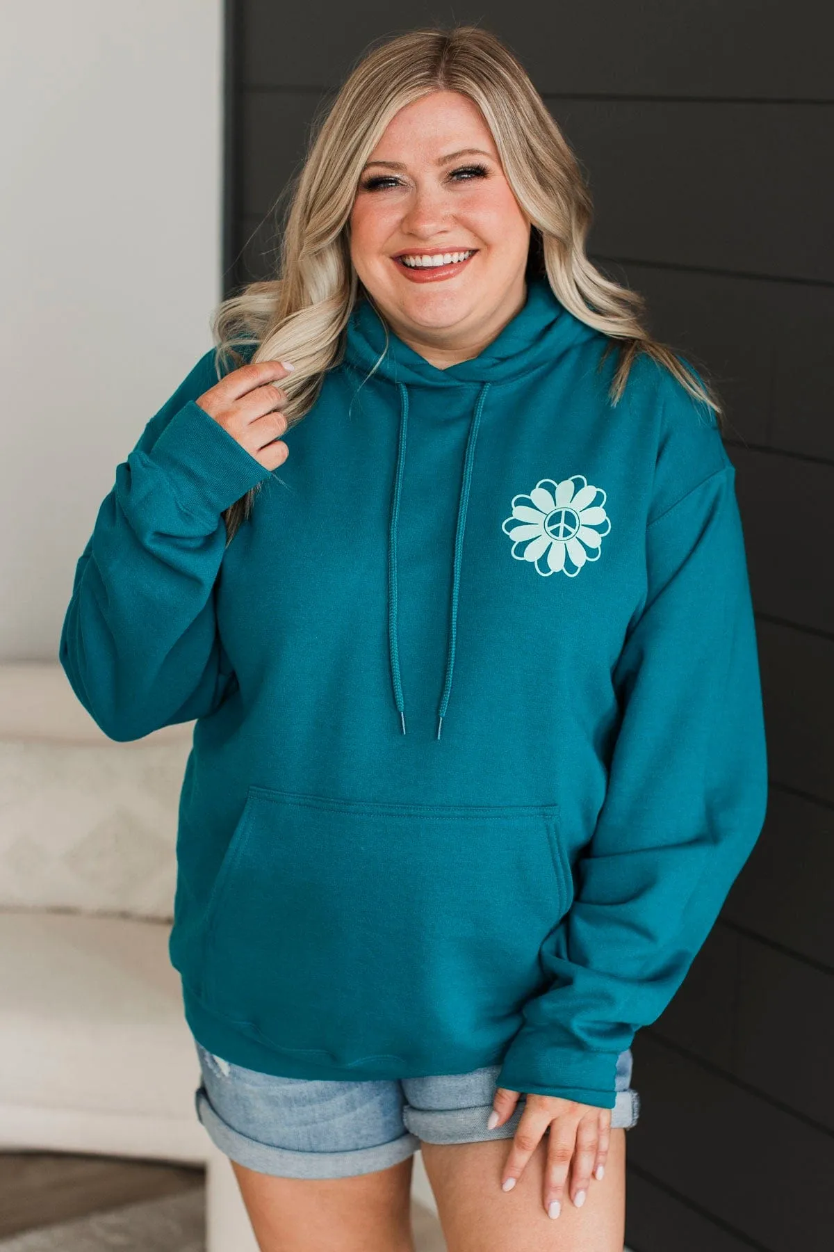 Good Day Graphic Hoodie- Teal