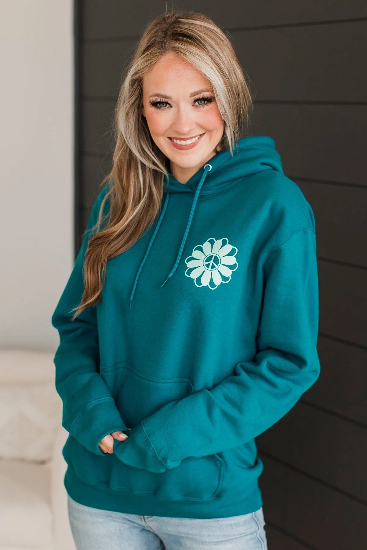 Good Day Graphic Hoodie- Teal