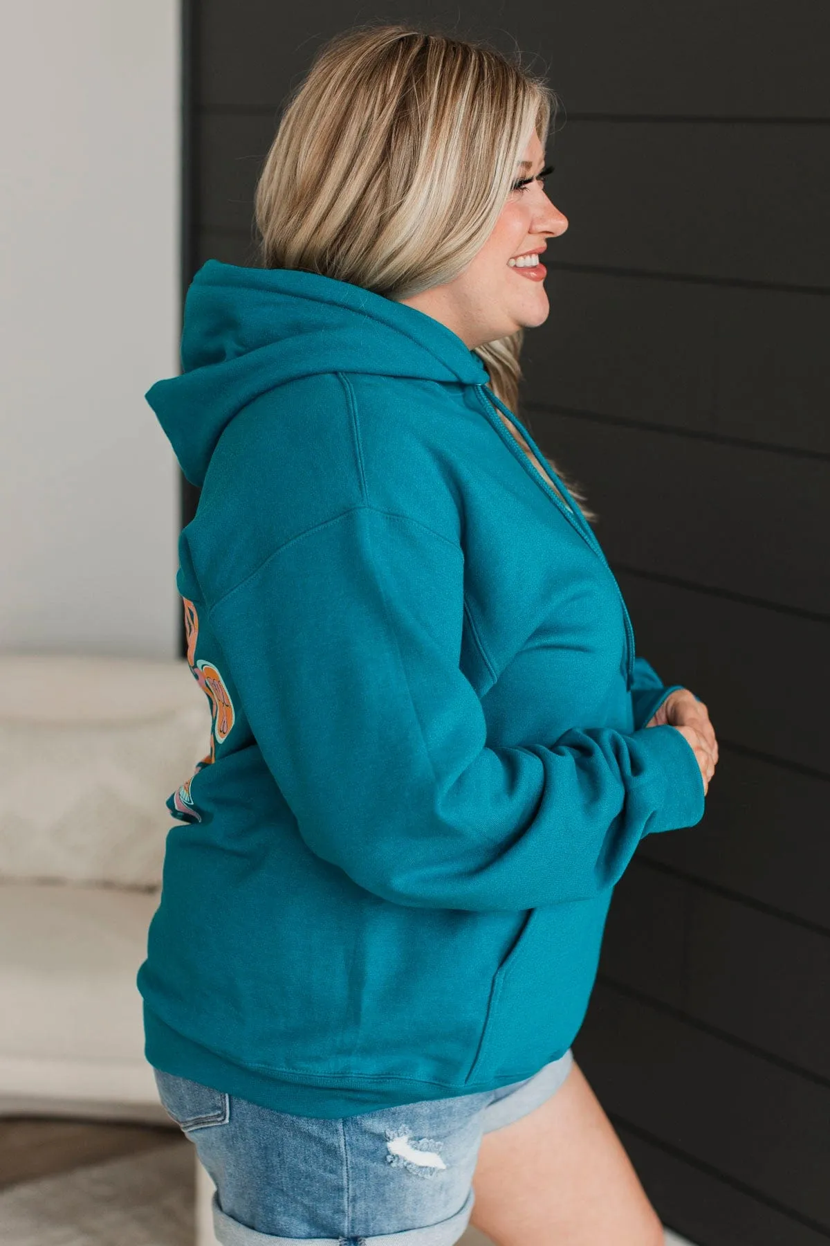 Good Day Graphic Hoodie- Teal