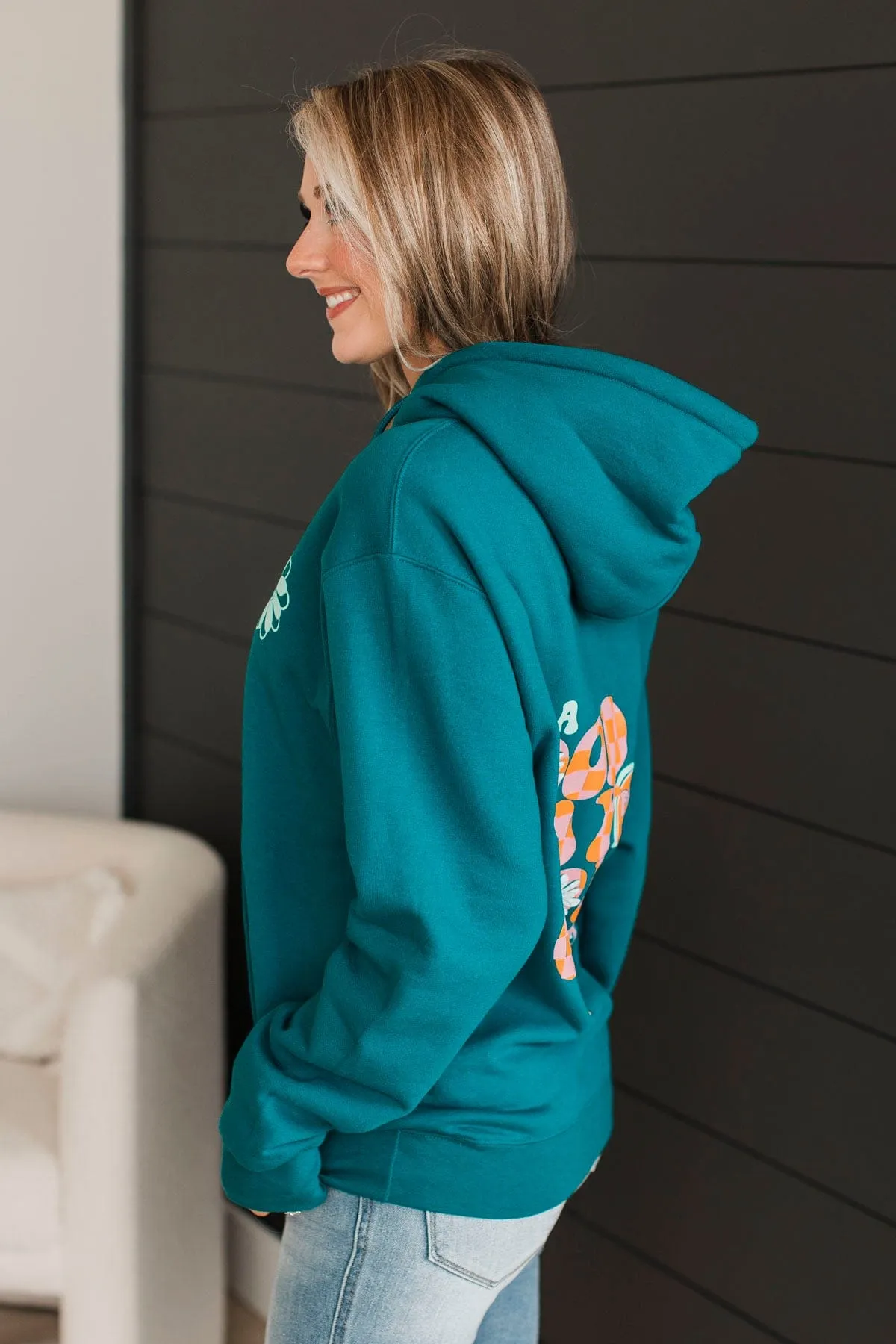 Good Day Graphic Hoodie- Teal