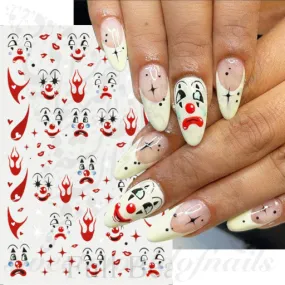 Halloween Nails Sad Clown Nail Art Stickers