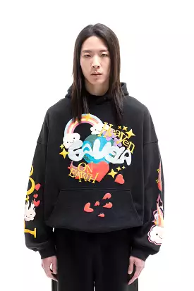 HEAVEN ON EARTH BLACK SNAP BUTTON HOODIE