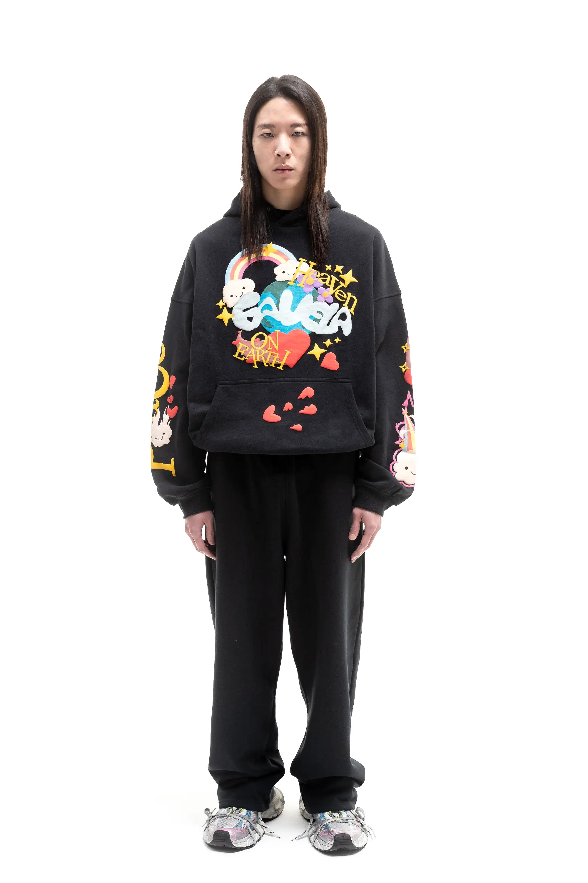 HEAVEN ON EARTH BLACK SNAP BUTTON HOODIE