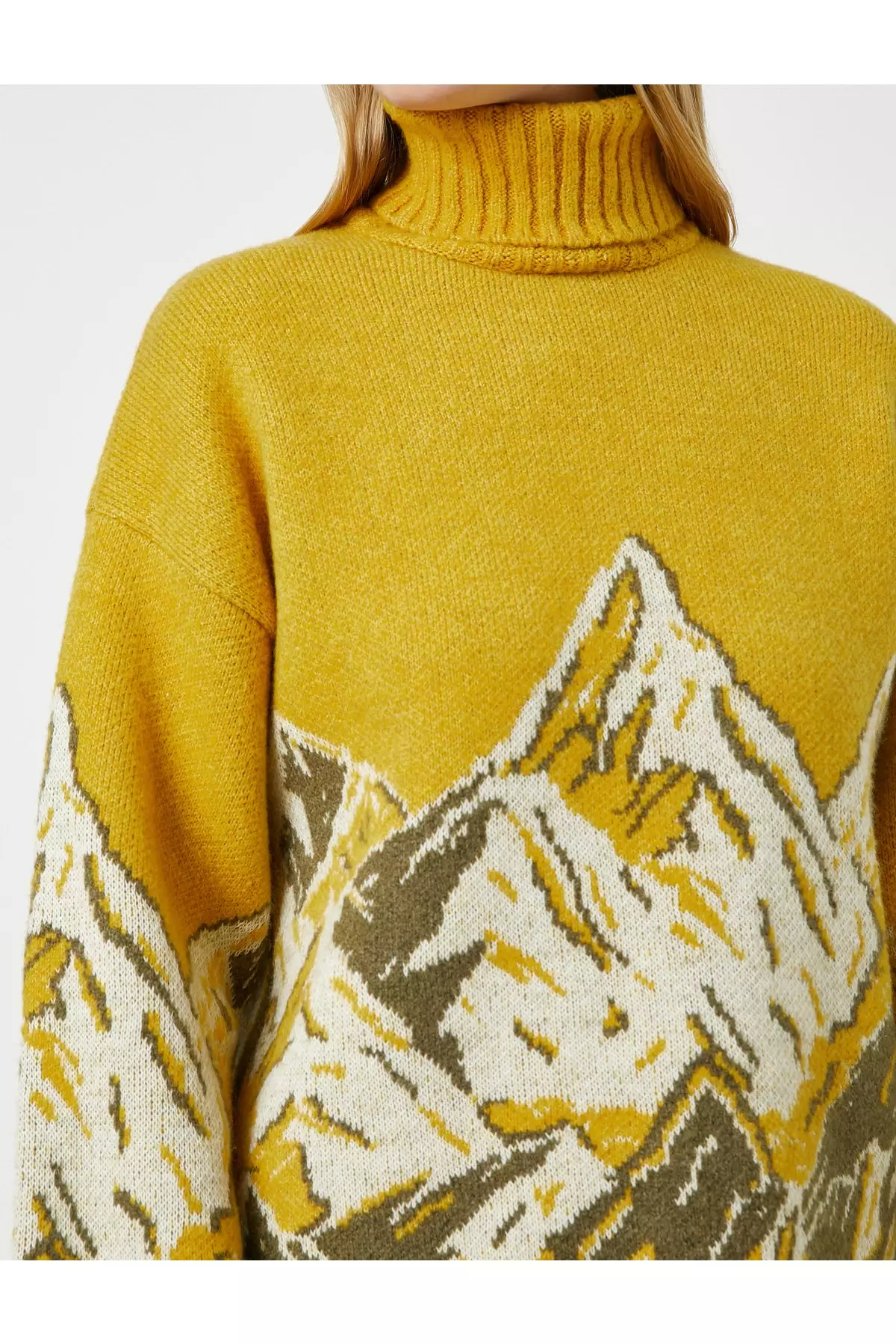 KOTON Nature Themed Turtleneck Sweater