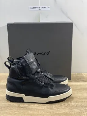 Lemare’ sneaker donna 3013 hi top pelle nero fondo gomma casual shoes