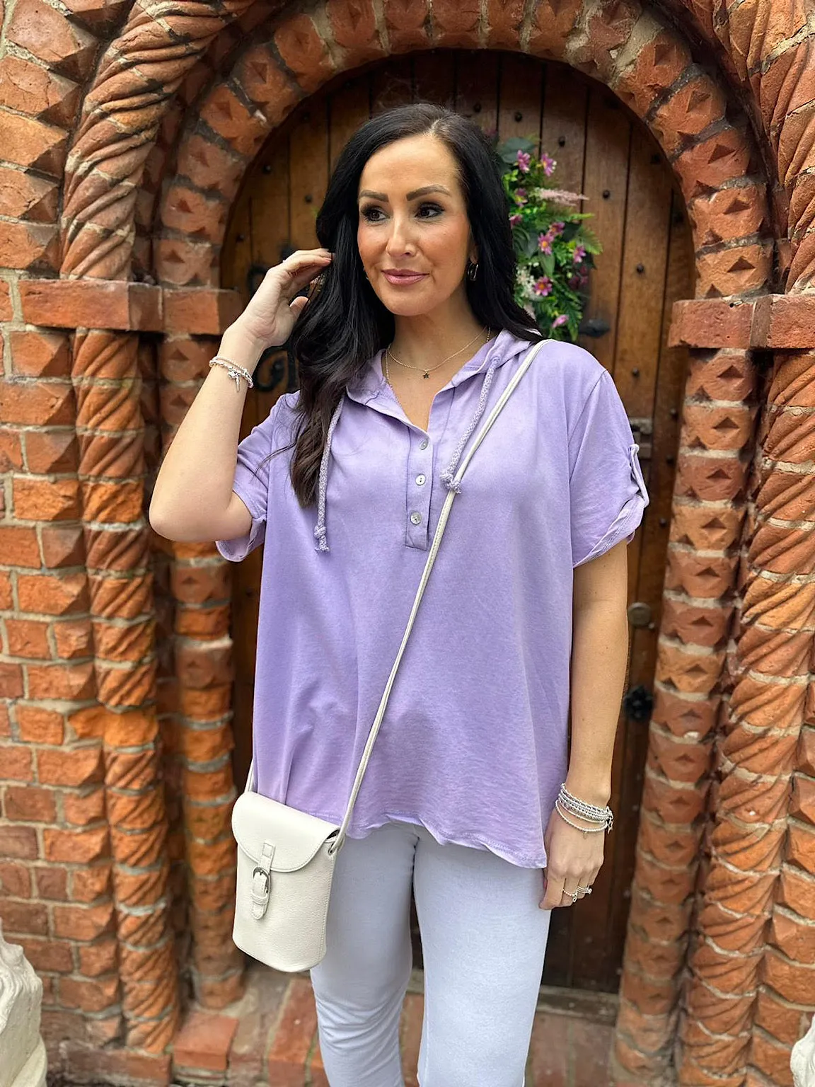 Lilac Short Sleeve Hoodie Harriet