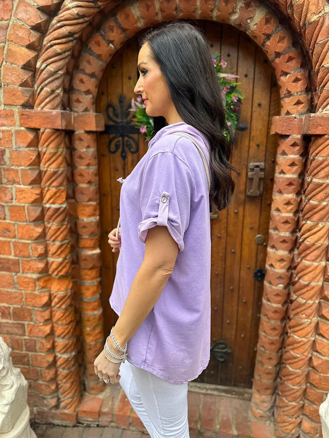 Lilac Short Sleeve Hoodie Harriet