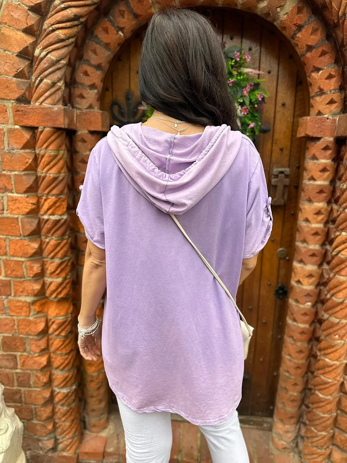 Lilac Short Sleeve Hoodie Harriet